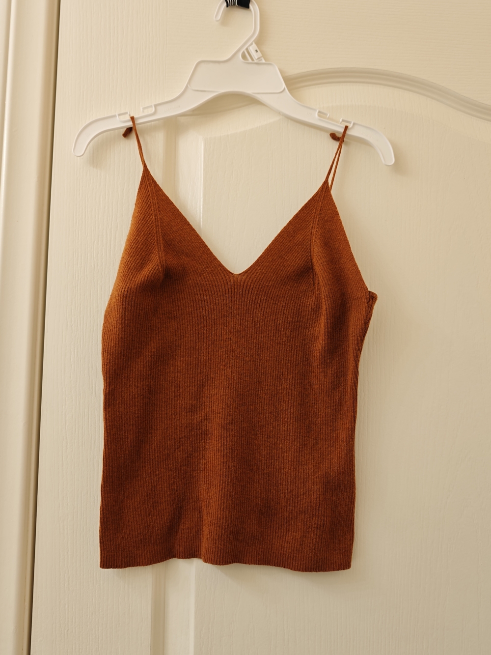 MOTF Rust-Orange Ribbed V-Neck Cami